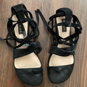 AQUA black lace up sandals